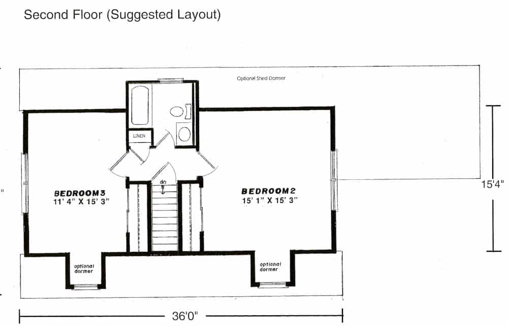 Pocasset Cape Home 2nd Floor Plan