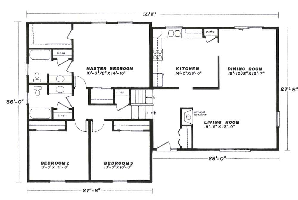 The Dover Split Level Ranch Floor Plan