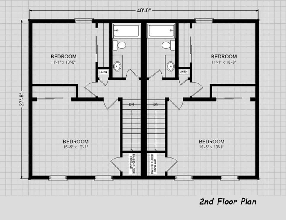 The Lynn Duplex Multi Family House 2nd Floor Plan