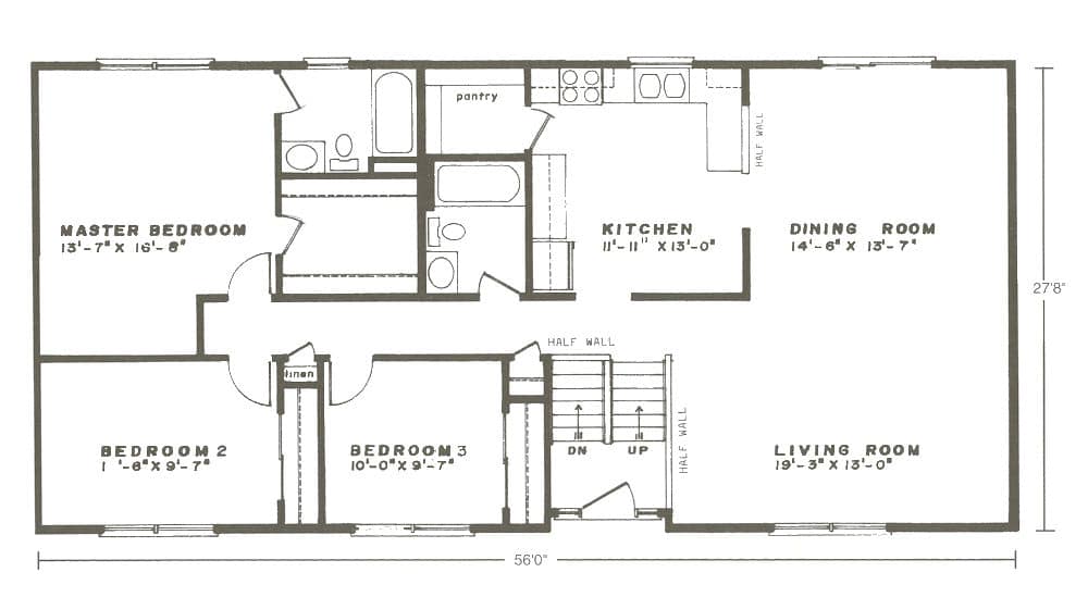 The Mansfield Raised Ranch Floor Plan