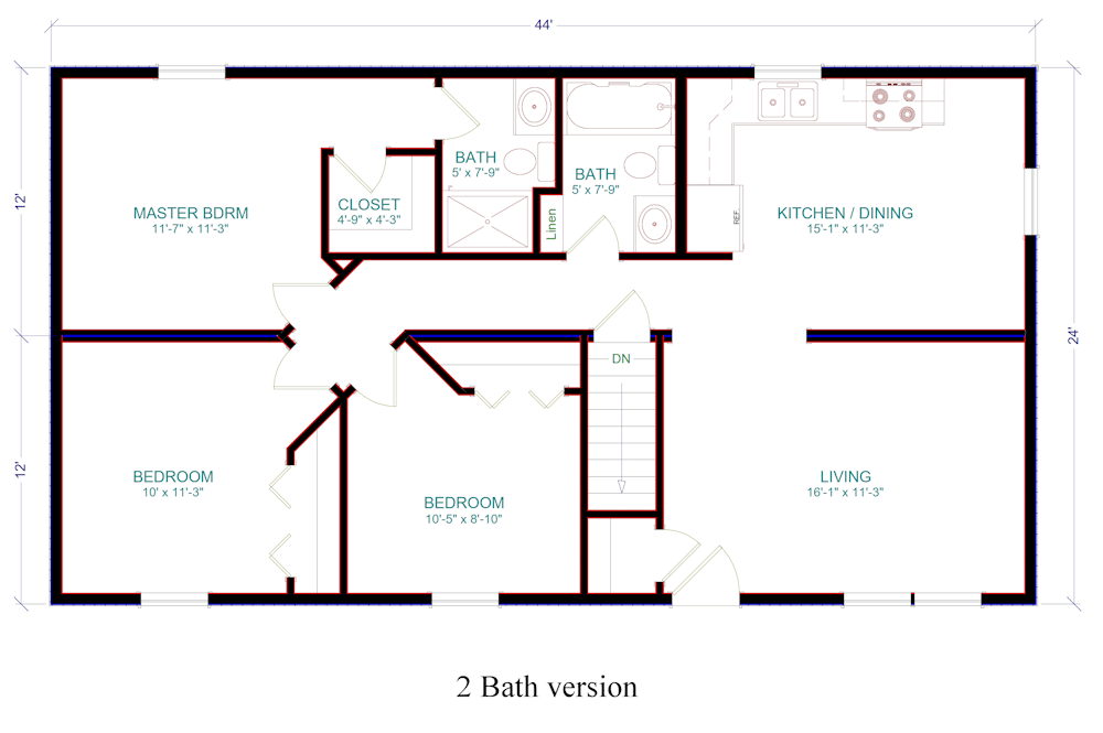 The Monroe Ranch Home Floor Plan with Extra Bath
