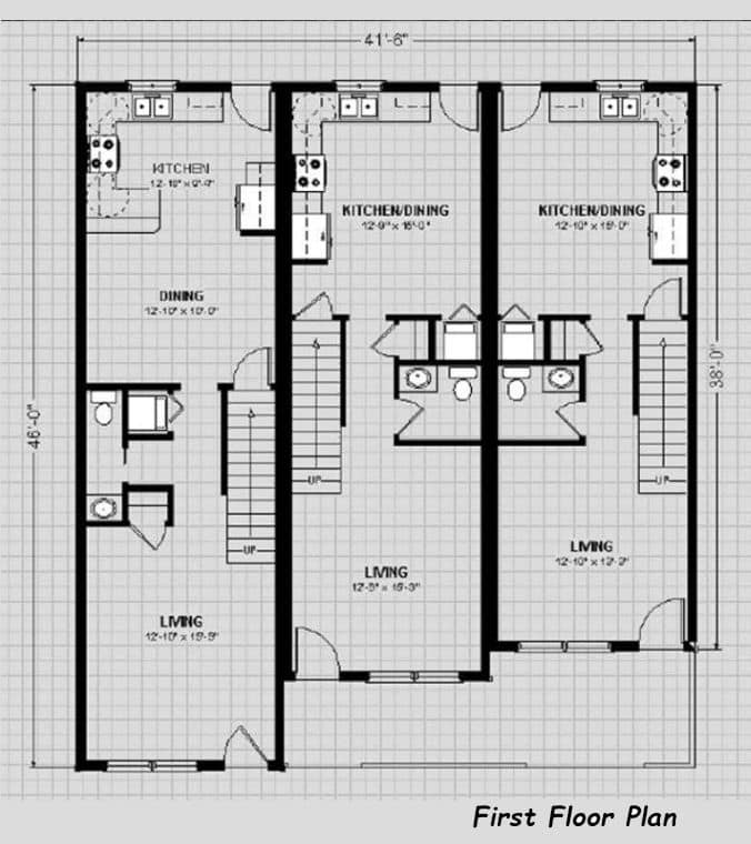 The Triplex Multi Family Home 1st Floor Plan