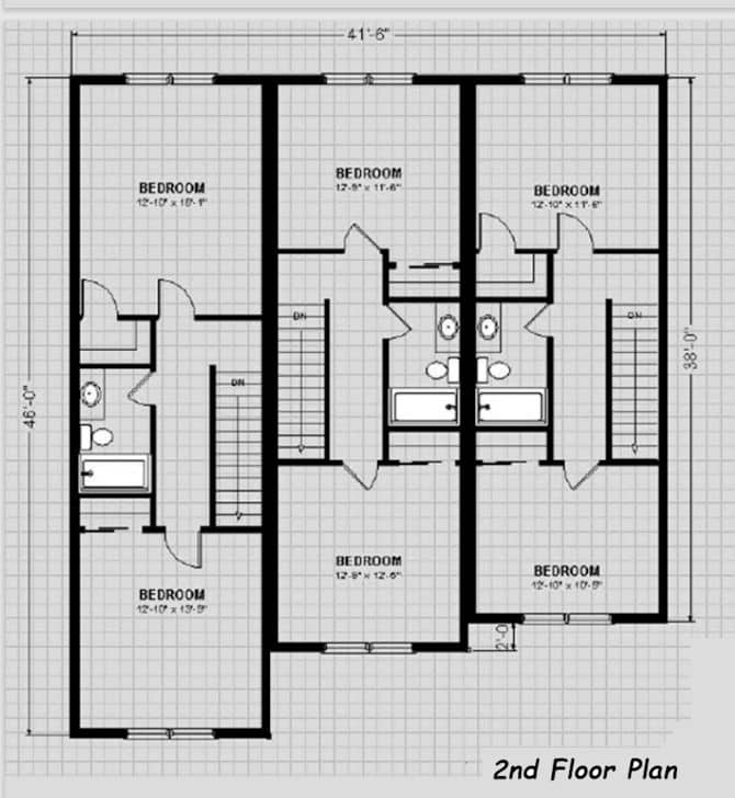 The Triplex Multi Family Home 2nd Floor Plan