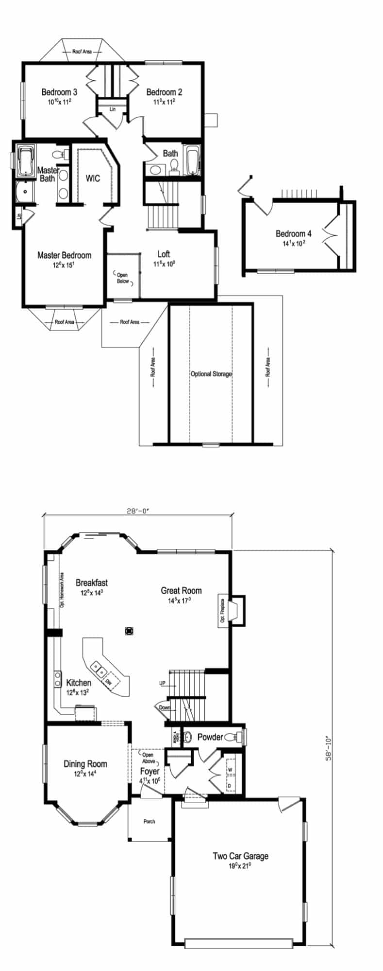 The Cadet Two Story Home Floor Plan