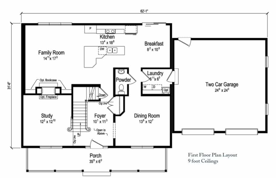 The Sycamore Two Story Home 1st Floor Plan