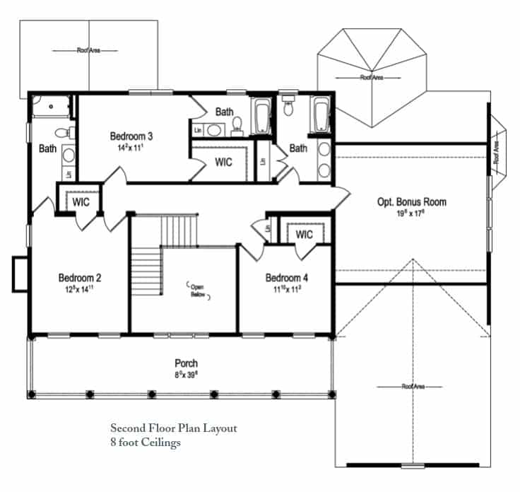 The Tidewater Two Story Home 2nd Floor Plan