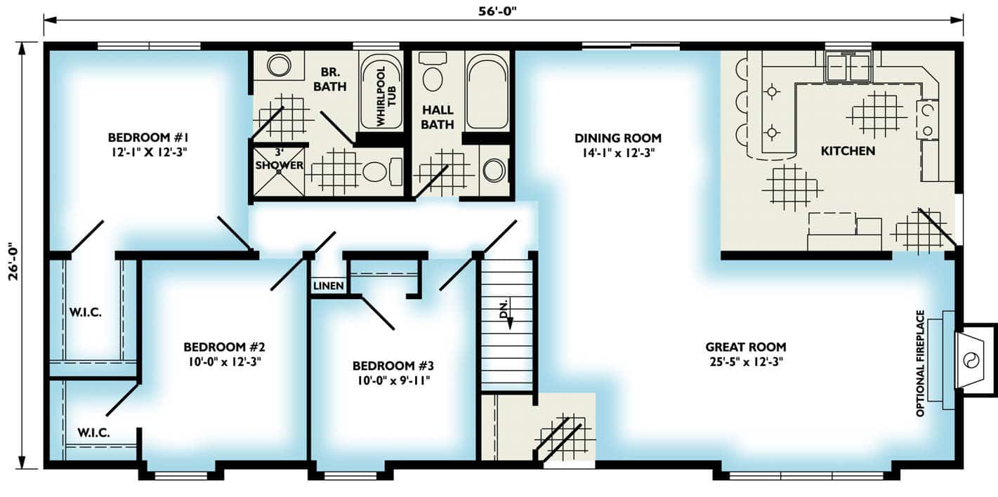 Maple Ranch Home Floor Plan