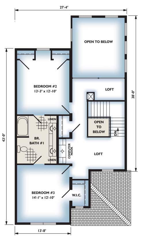 The Monticello Two Story Colonial 2nd Floor Plan