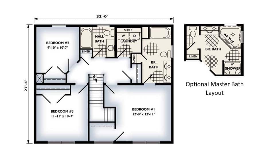 The Prescott Two Story Colonial Home 2nd Floor Plan