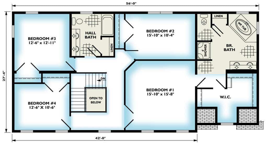 The Sterlington Colonial Two Story 2nd Floor Plan